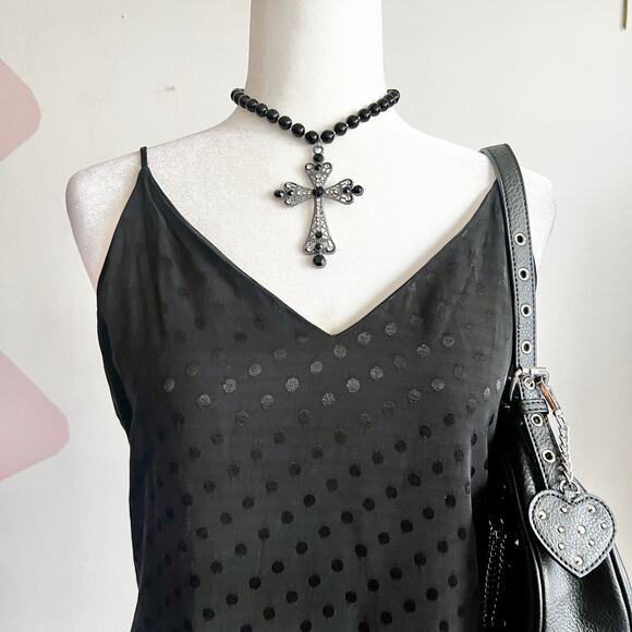 Vintage Express Black Polka Dot Tank Top, 90s Y2K Retro Minimalist‎ 2000s Small - Picture 2 of 4